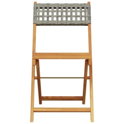 Ensemble à manger de jardin 5 pcs résine tressée et bois massif 