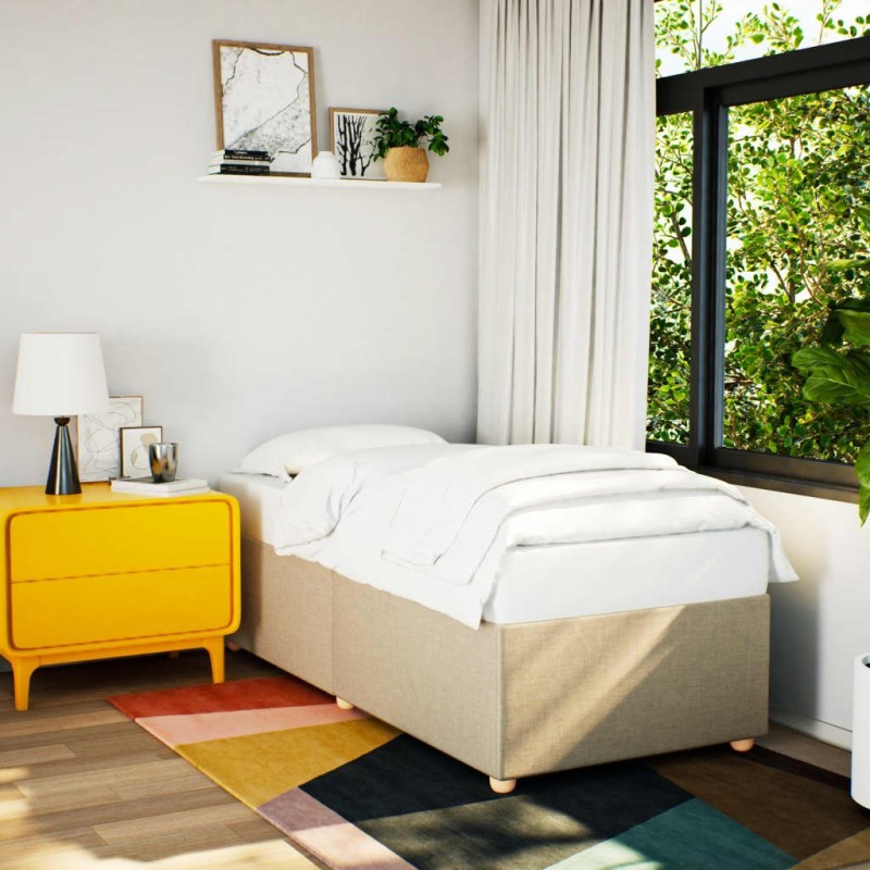Cadre de lit sans matelas crème 90x190 cm tissu Cadre de lit sans matelas crème 90x190 cm tissu