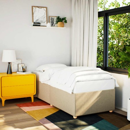 Cadre de lit sans matelas crème 90x190 cm tissu 