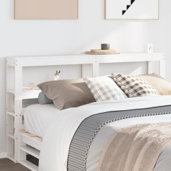 Tête de lit avec étagères blanc 135 cm bois massif de pin 