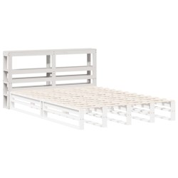 Tête de lit avec étagères blanc 135 cm bois massif de pin 