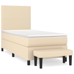 Sommier à lattes de lit avec matelas Crème 90x200 cm Tissu 