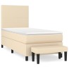 Sommier à lattes de lit avec matelas Crème 90x200 cm Tissu 