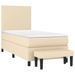 Sommier à lattes de lit avec matelas Crème 90x200 cm Tissu 
