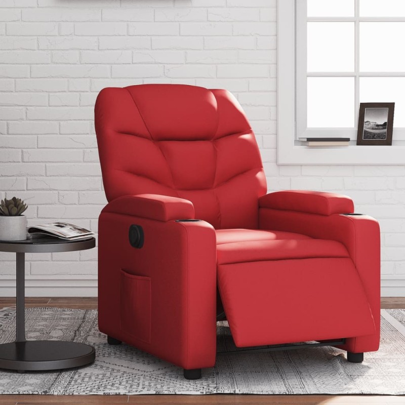 Fauteuil inclinable électrique Rouge Similicuir 