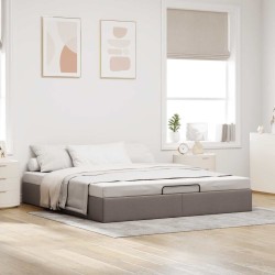 Cadre de lit ottoman sans matelas taupe 180x200 cm tissu 