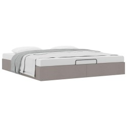 Cadre de lit ottoman sans matelas taupe 180x200 cm tissu 