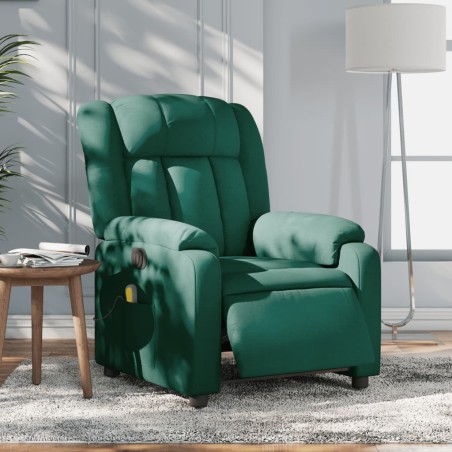 Fauteuil de massage inclinable électrique Vert foncé Tissu 