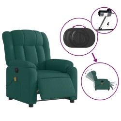 Fauteuil de massage inclinable électrique Vert foncé Tissu 