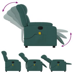 Fauteuil de massage inclinable électrique Vert foncé Tissu 