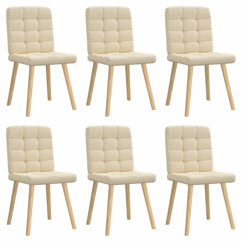 Chaises à manger lot de 6 crème tissu 
