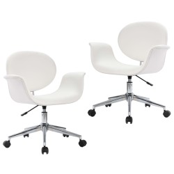Chaises pivotantes à manger lot de 2 blanc similicuir 