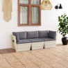 Canapé palette à 3 places de jardin avec coussins Bois d'épicéa 