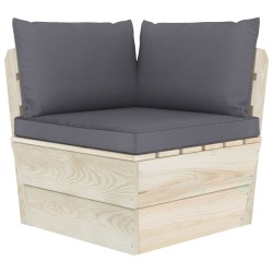 Canapé palette à 3 places de jardin avec coussins Bois d'épicéa 