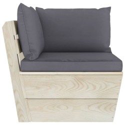 Canapé palette à 3 places de jardin avec coussins Bois d'épicéa 