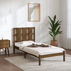 Cadre de lit sans matelas marron miel 100x200cm bois pin massif 