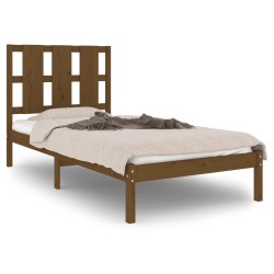 Cadre de lit sans matelas marron miel 100x200cm bois pin massif 