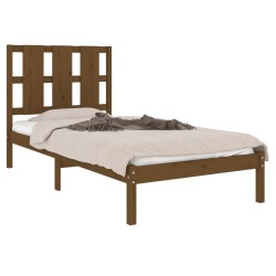 Cadre de lit sans matelas marron miel 100x200cm bois pin massif 