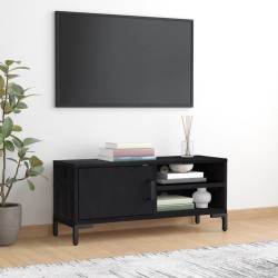 Meuble TV Noir 90x30x40 cm Bois de pin massif 