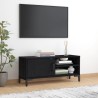 Meuble TV Noir 90x30x40 cm Bois de pin massif 
