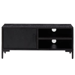 Meuble TV Noir 90x30x40 cm Bois de pin massif 