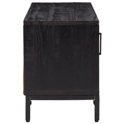 Meuble TV Noir 90x30x40 cm Bois de pin massif 