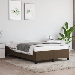 Cadre de lit sans matelas marron foncé 120x190 cm tissu 
