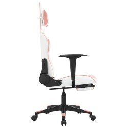 Chaise de jeu de massage avec repose-pied Blanc rose Similicuir 