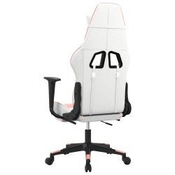 Chaise de jeu de massage avec repose-pied Blanc rose Similicuir 