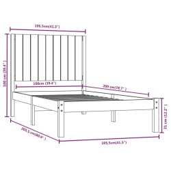 Cadre de lit sans matelas 100x200 cm bois massif de pin 