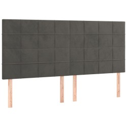 Têtes de lit 4 pcs Gris foncé 80x5x78/88 cm Velours 