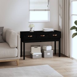 Table console Noir 114x40x75 cm Bois massif de pin 