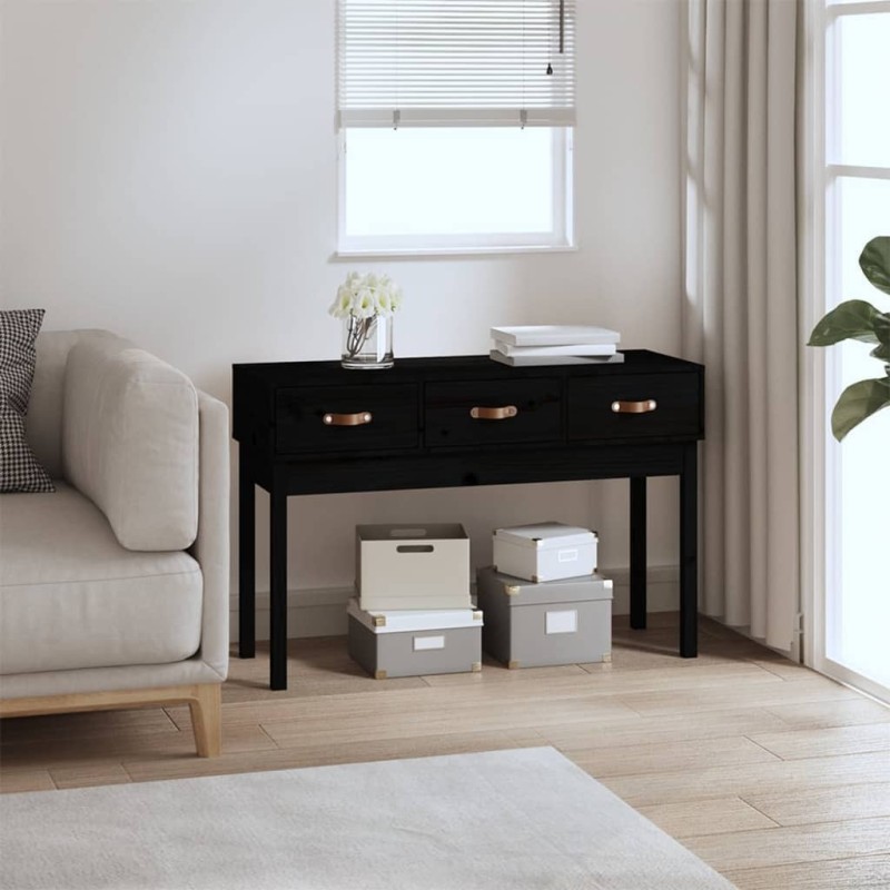 Table console Noir 114x40x75 cm Bois massif de pin Table console Noir 114x40x75 cm Bois massif de pin