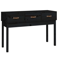 Table console Noir 114x40x75 cm Bois massif de pin 