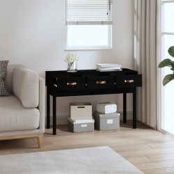 Table console Noir 114x40x75 cm Bois massif de pin 