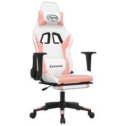 Chaise de jeu avec repose-pied Blanc et rose Similicuir 