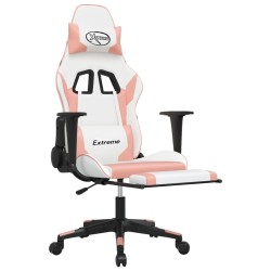 Chaise de jeu avec repose-pied Blanc et rose Similicuir 