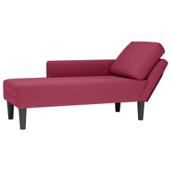 Fauteuil long avec coussin et accoudoir droit rouge bordeaux 