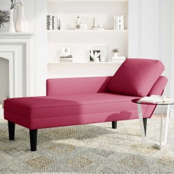 Fauteuil long avec coussin et accoudoir droit rouge bordeaux 