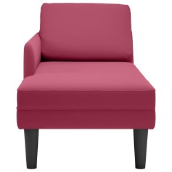 Fauteuil long avec coussin et accoudoir droit rouge bordeaux 