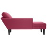 Fauteuil long avec coussin et accoudoir droit rouge bordeaux 