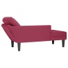 Fauteuil long avec coussin et accoudoir droit rouge bordeaux 