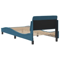Cadre de lit et tête de lit sans matelas bleu 80x200 cm velours 