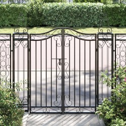 Portail de jardin noir 121x8x120 cm fer forgé  