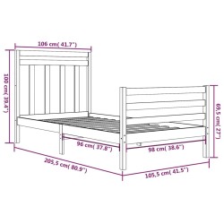 Cadre de lit sans matelas 100x200 cm bois massif 