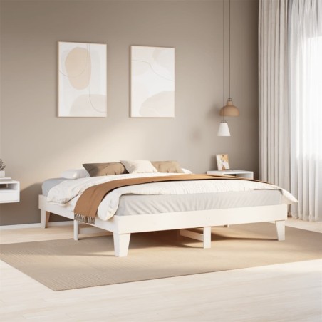 Cadre de lit sans matelas blanc 180x200 cm bois massif de pin 