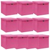 Boîtes de rangement avec couvercles 10pcs Rose 32x32x32cm Tissu 