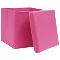 Boîtes de rangement avec couvercles 10pcs Rose 32x32x32cm Tissu 