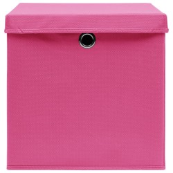 Boîtes de rangement avec couvercles 10pcs Rose 32x32x32cm Tissu 