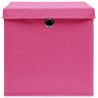 Boîtes de rangement avec couvercles 10pcs Rose 32x32x32cm Tissu 